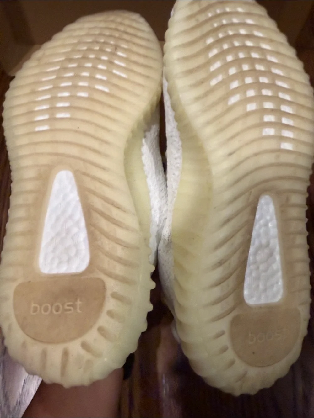 Adidas Yeezy Men Cream/Off-White Knit Sneakers